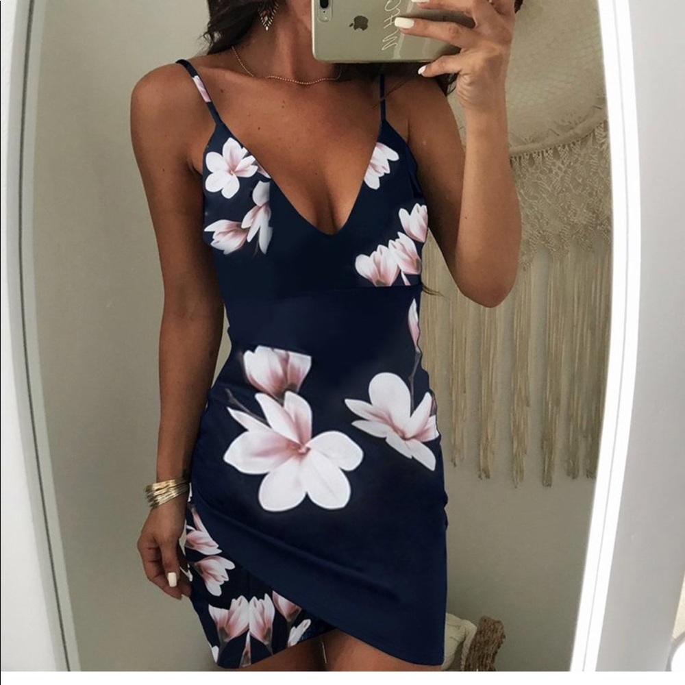 Navy Floral print dress
